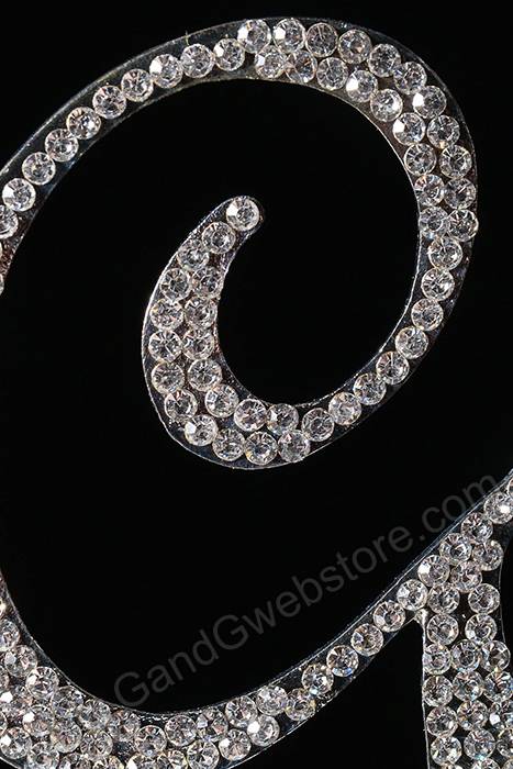 4.5" Rhinestone Letter "g" Cake Topper Silver - Image 2