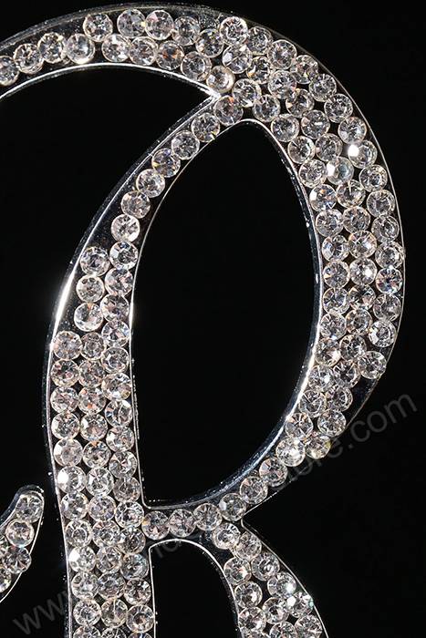 4.5" Rhinestone Letter "r" Cake Topper Silver - Image 2
