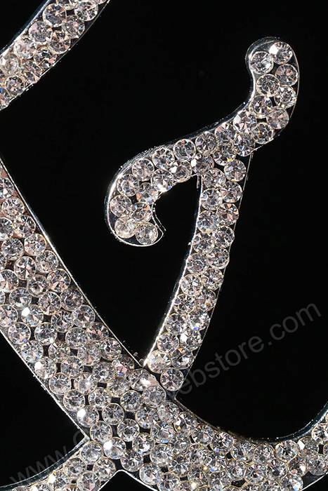 4.5" Rhinestone Symbol "&" Cake Topper Silver - Image 2