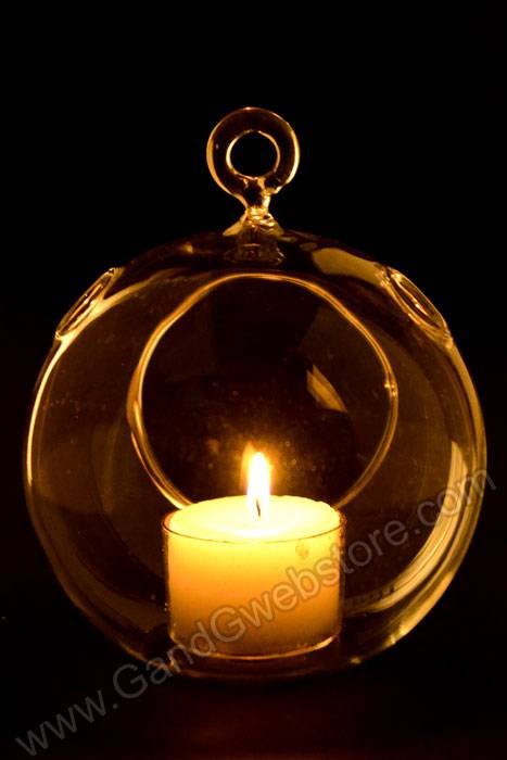 4.75" Hanging Candle Holder Round Glass Terrarium Pkg/6 - Image 3
