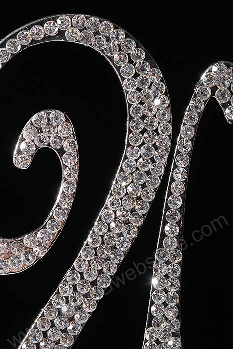 4.75" Rhinestone Letter "u" Cake Topper Silver - Image 2