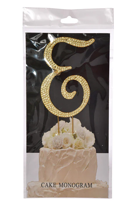 4.75" Rhinestone Monogram Letter "E" Gold - Image 2