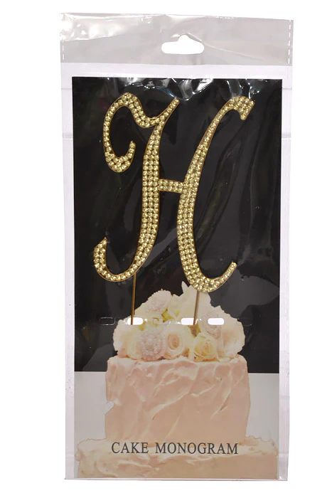 4.75" Rhinestone Monogram Letter "H" Gold - Image 2