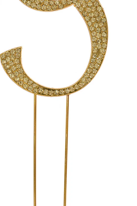 4.75" Rhinestone Monogram Letter "I" Gold - Image 3
