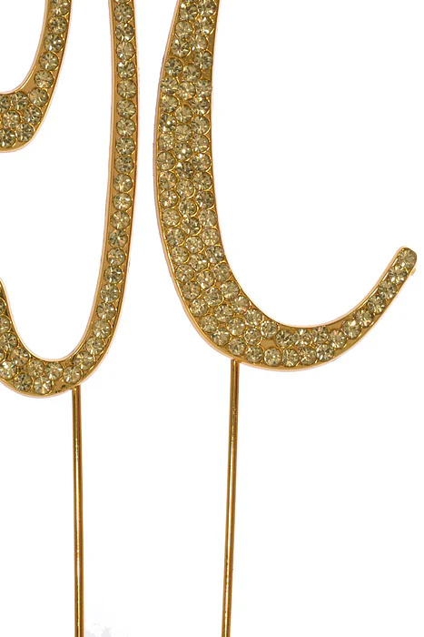 4.75" Rhinestone Monogram Letter "N" Gold - Image 3