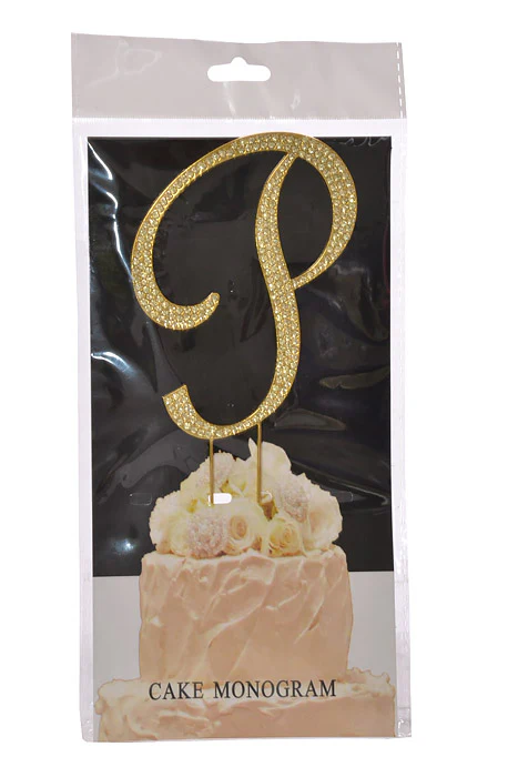 4.75" Rhinestone Monogram Letter "P" Gold - Image 2