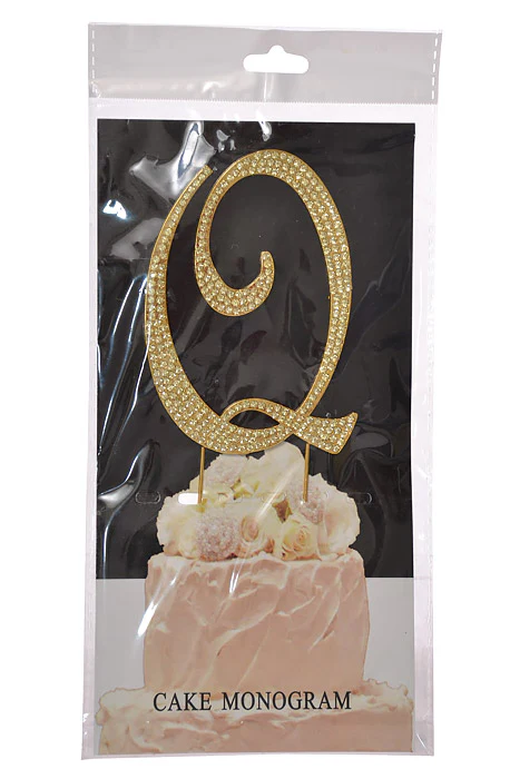 4.75" Rhinestone Monogram Letter "Q" Gold - Image 2