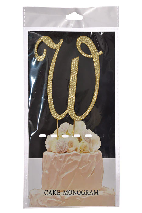 4.75" Rhinestone Monogram Letter "W" Gold - Image 2
