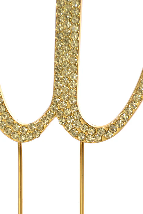 4.75" Rhinestone Monogram Letter "W" Gold - Image 3