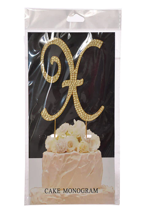 4.75" Rhinestone Monogram Letter "X" Gold - Image 2