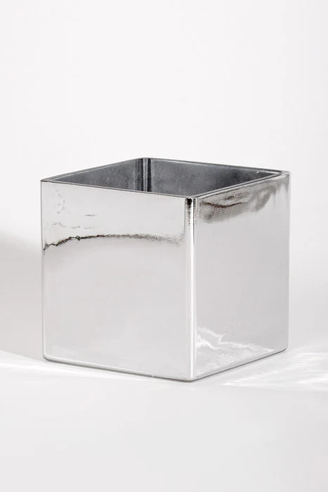 4.75" X 4.75" Square Glass Vase Silver