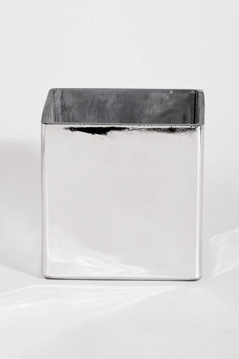 4.75" X 4.75" Square Glass Vase Silver - Image 2
