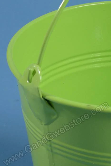 4.75" X 5" Metal Bucket W/handle Apple Green - Image 2