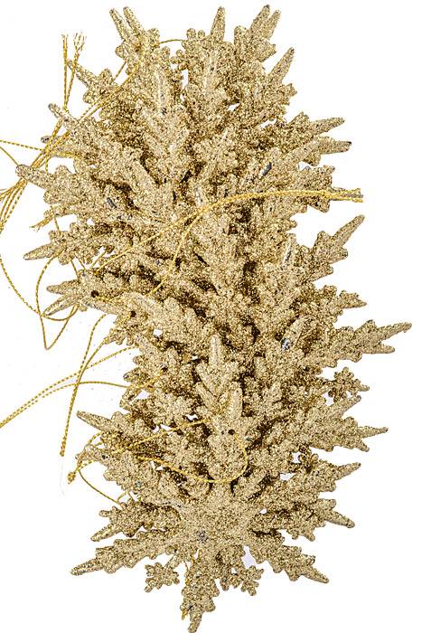 4" Glitter Snowflake Gold Pkg/12 - Image 2