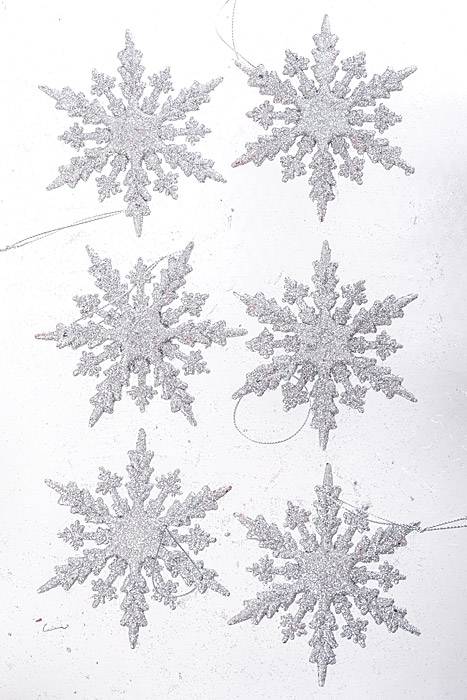 4" Glitter Snowflake Silver Pkg/12 - Image 2