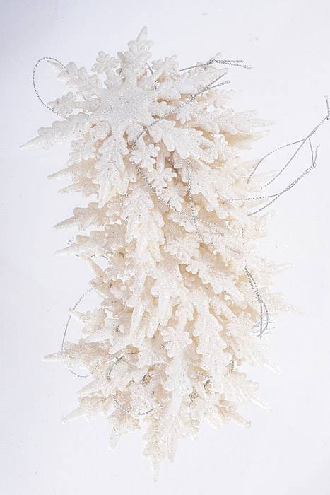 4" Glitter Snowflake White Pkg/12 - Image 2