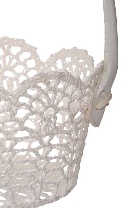 4" Lace Basket W/Handle White - Image 3