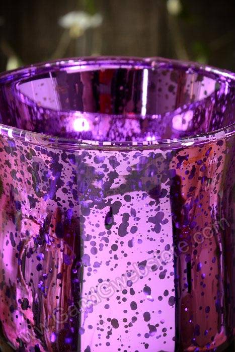 4" Mercury Glass Candle Holder Purple - Image 2