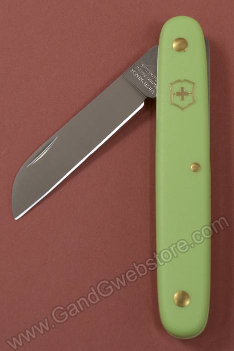4" Swiss Floral Straight Knife Green Handle - Image 2