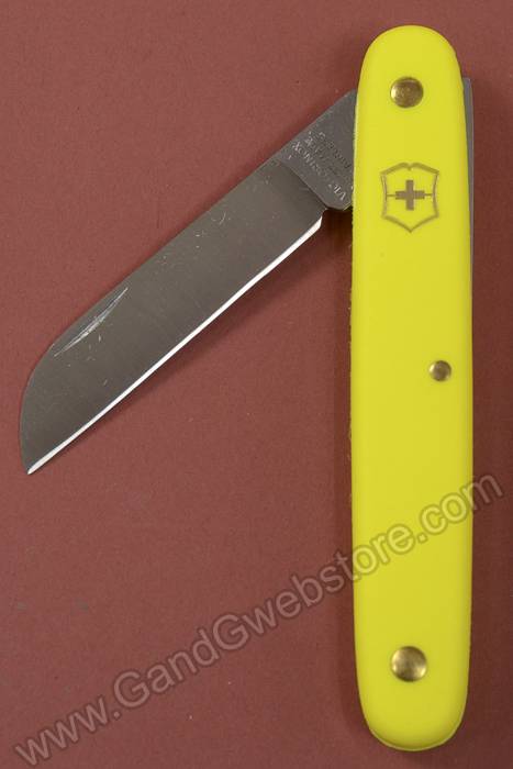 4" Swiss Floral Straight Knife Yellow Handle - Image 2