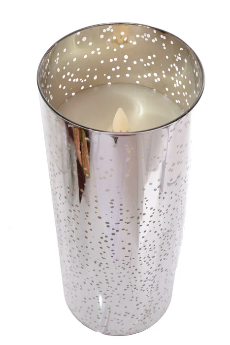 4" X 10" Mercury Glass Candle Holder (Silver) - Image 2