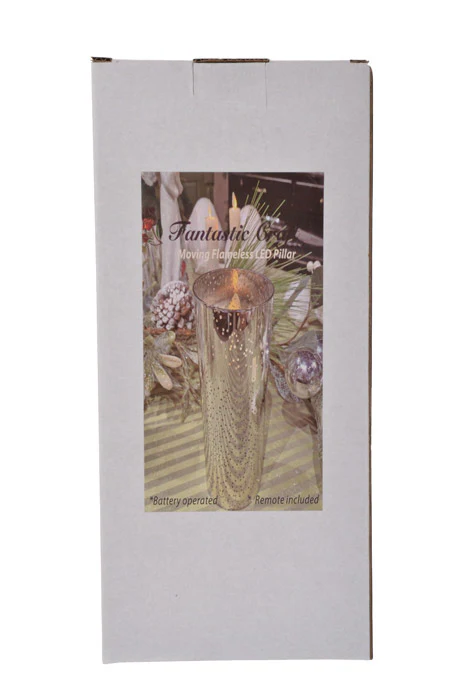 4" X 10" Mercury Glass Candle Holder (Silver) - Image 4