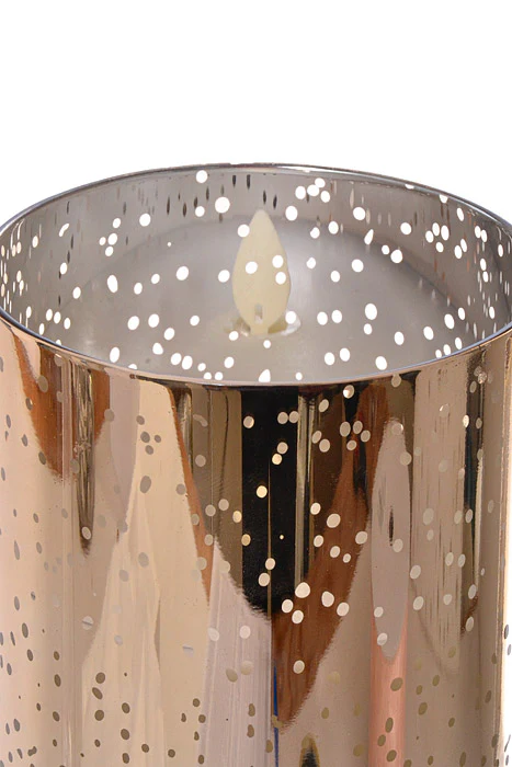 4" X 10" Mercury Glass Candle Mercury Gold - Image 3