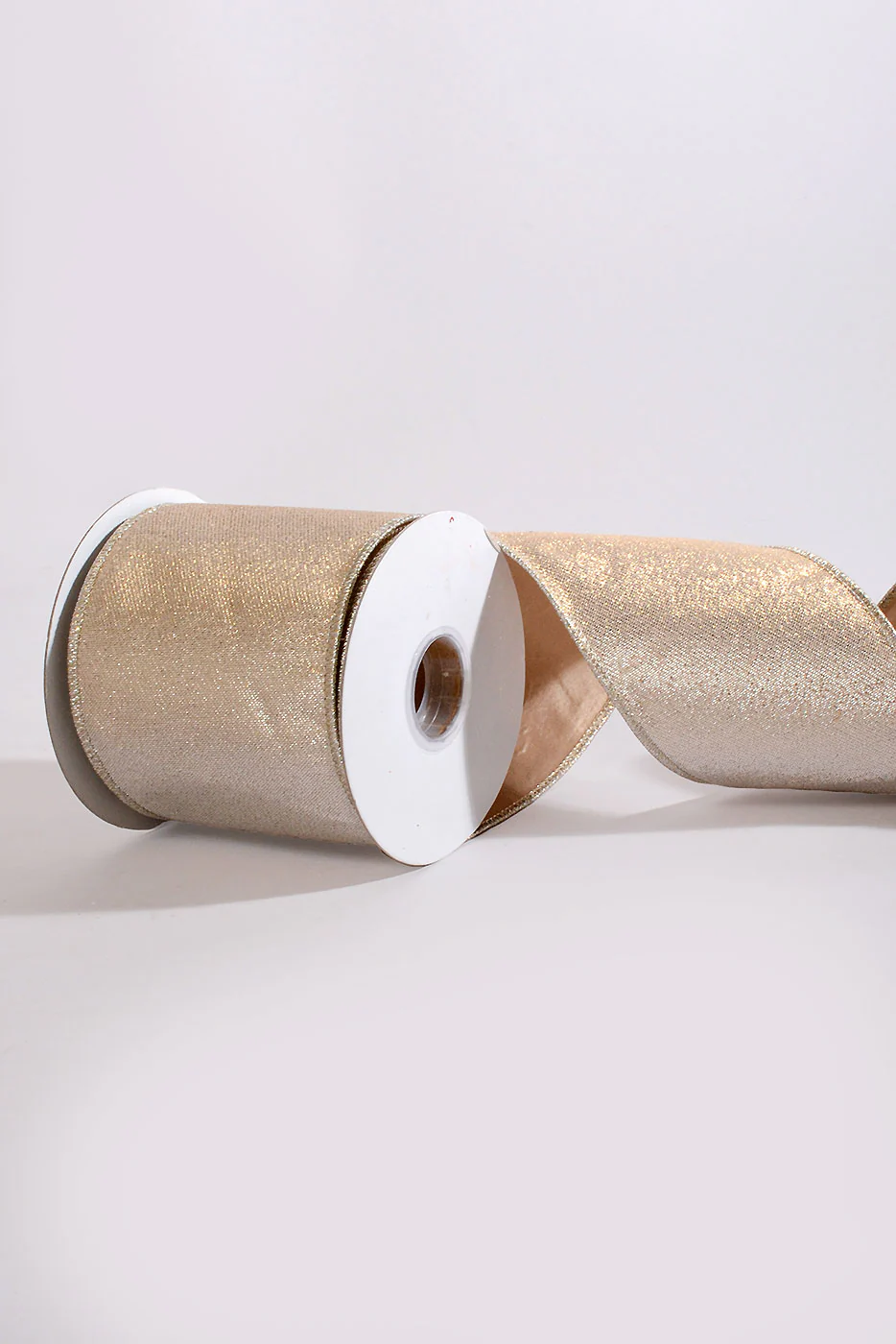 4" X 10Yds Wired Metallic Taffeta Ribbon Champagne - Image 2