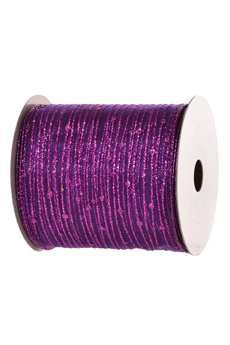4" x 10Yds Wired Twinkling Ribbon Purple - Image 2