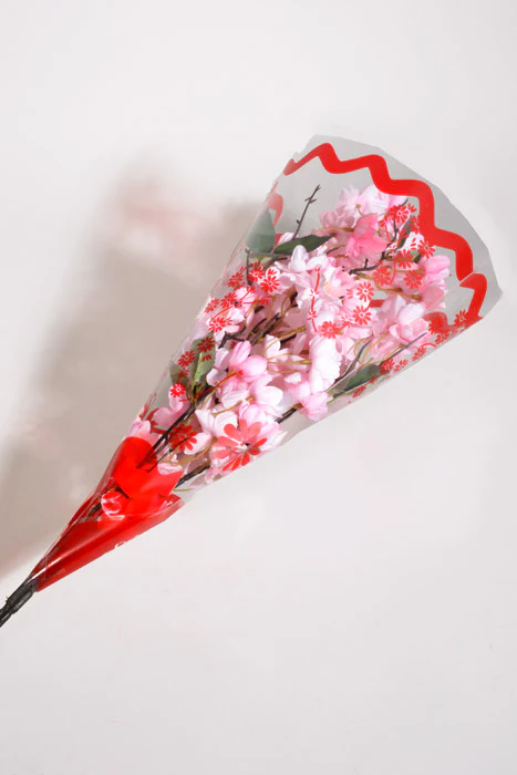 4" X 13" X 18" Printed Floral Sleeves Red/Clear Pkg/50 - Image 2