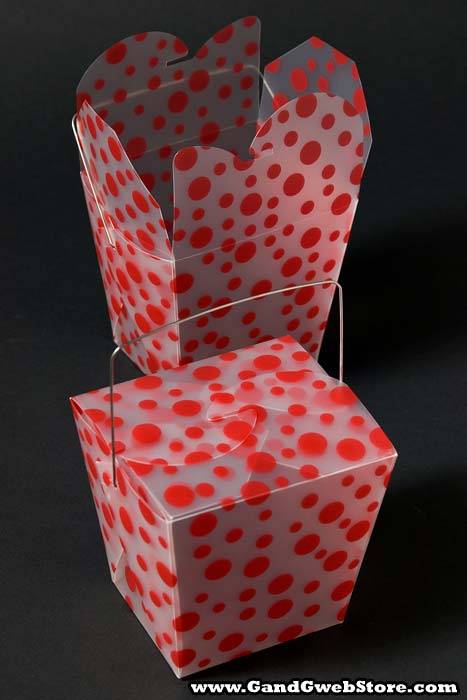 4" X 3.5" X 4" Take Out Box Red W/polka Dots Pkg/12 - Image 2
