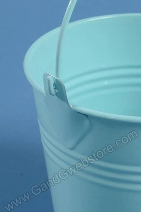 4" X 4.25" Metal Bucket W/ Handle Blue - Image 2