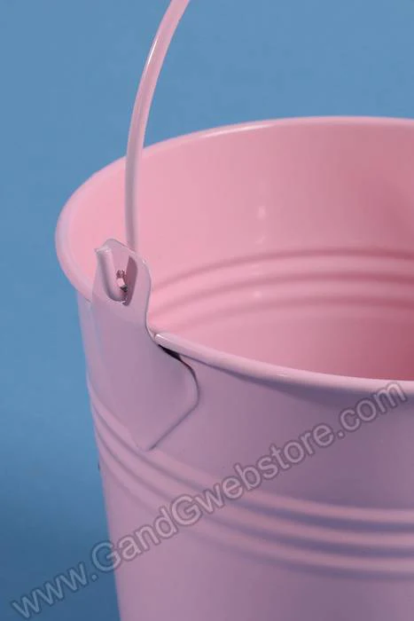 4" X 4.25" Metal Bucket W/ Handle Pink - Image 2