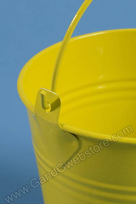 4" X 4.25" Metal Bucket W/ Handle Yellow - Image 2