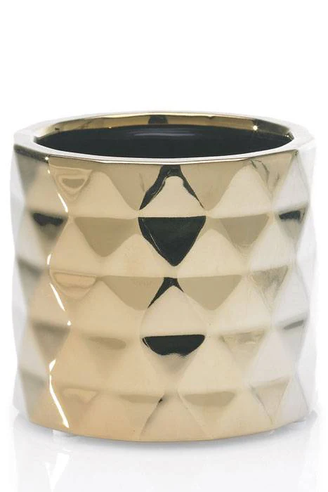 4" X 4.5" Ceramic Architect Pot Gold