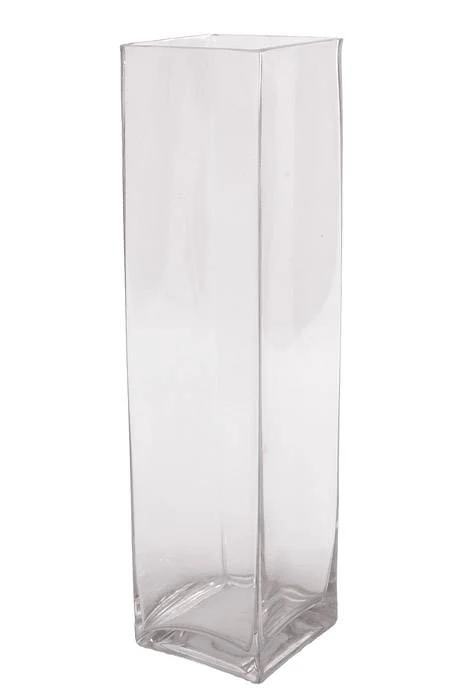 4" X 4" X  15.5" Square Vase Clear