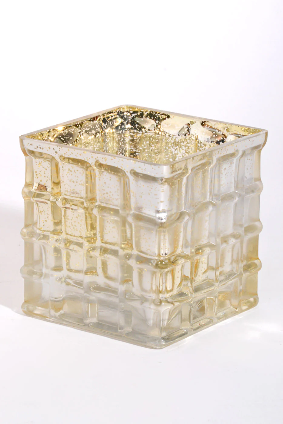 4'' X 4'' X 4'' Mercury Glass Vase Gold