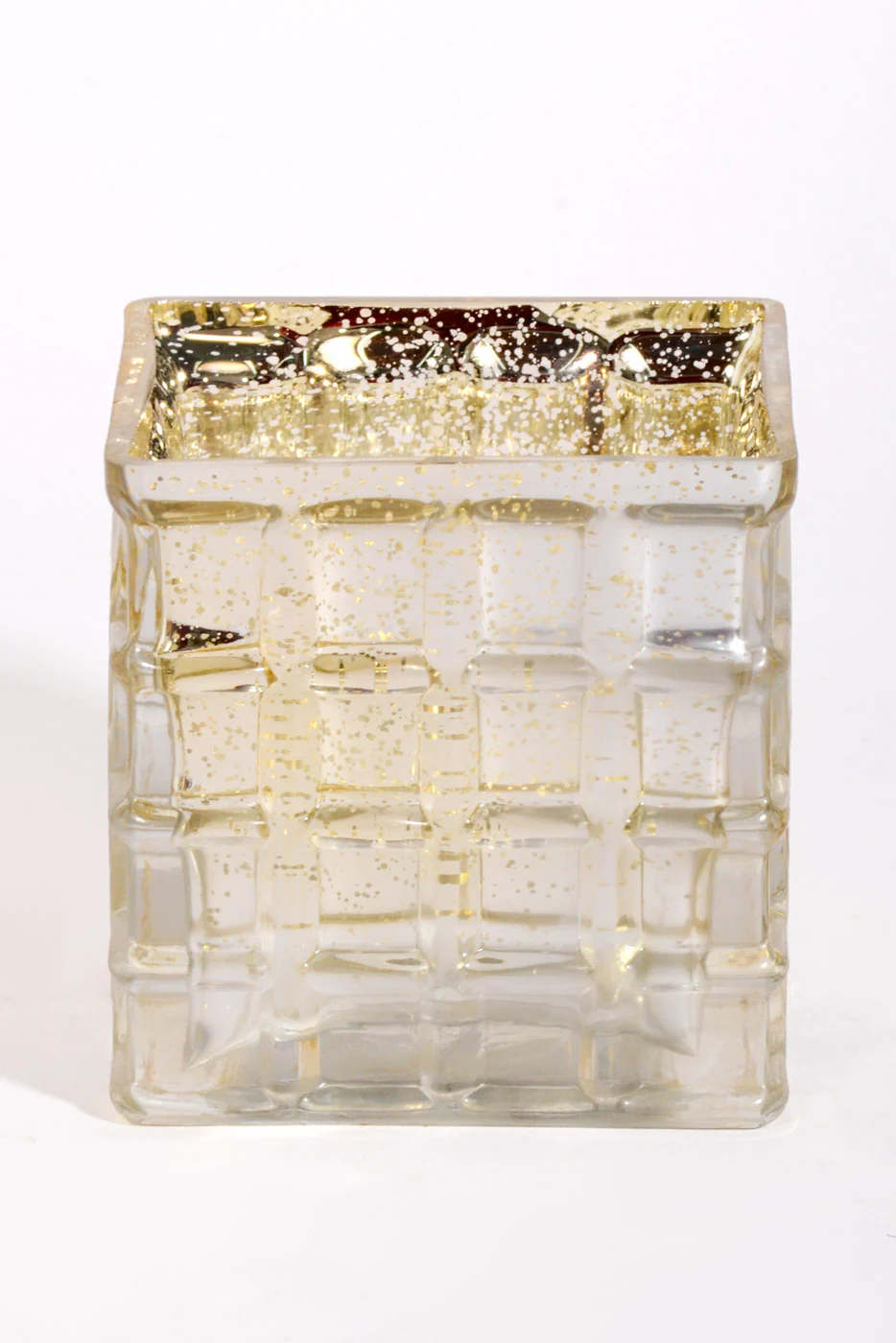 4'' X 4'' X 4'' Mercury Glass Vase Gold - Image 2