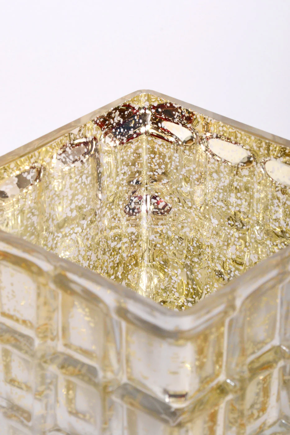 4'' X 4'' X 4'' Mercury Glass Vase Gold - Image 3