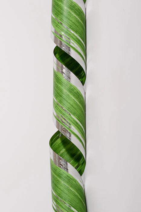 4" X 50Yds Leaf Aspidistra Ribbon Silver/Green