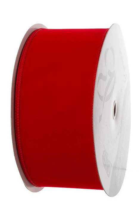 4" X 50yds  Value Velvet Medium Ribbon Red