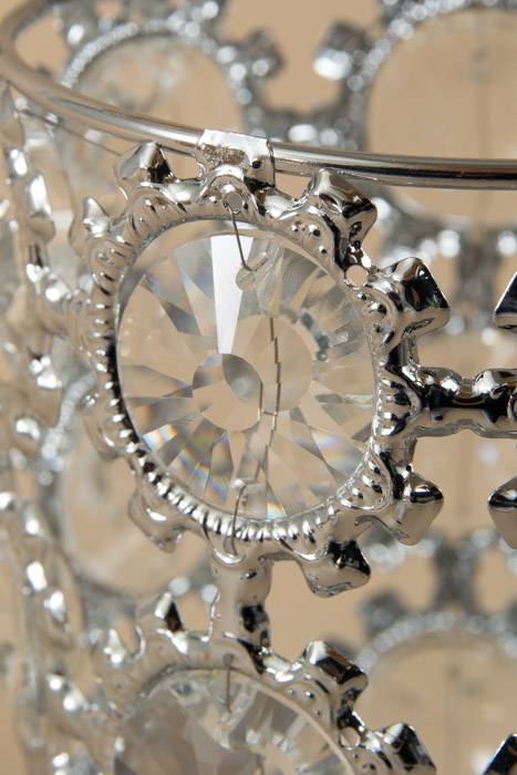 4" X 6.25" Crystal Bead Candle Holder Silver - Image 2