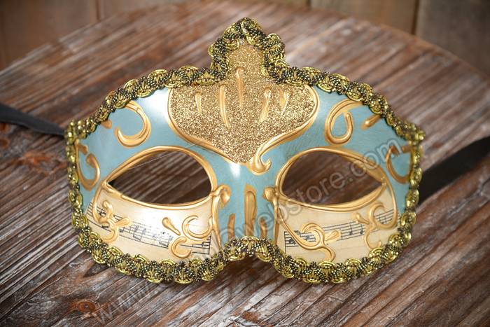 4" X 6.5" Half Mask W/copper Painting Light Blue - Image 2