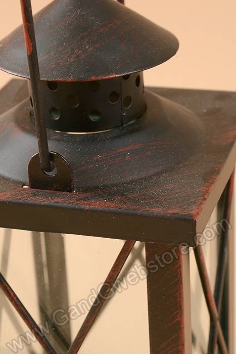 4" X 8" Metal & Glass Candle Lantern Black/copper - Image 2