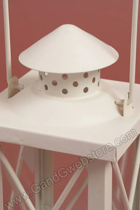 4" X 8" Metal & Glass Candle Lantern Cream - Image 2
