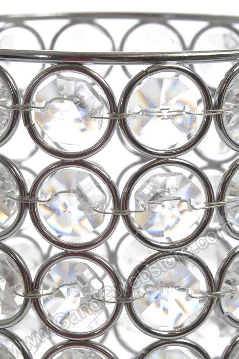 4" X 9.75" Crystal Bead Cylinder Candle Holder Silver - Image 2