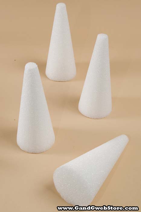 4" X 9" Styrofoam Cone White Pkg/12 - Image 2