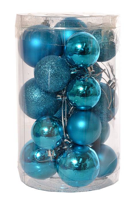 40/50mm Shiny/matte/glitter Plastic Ball Turquoise Pkg/22 - Image 2