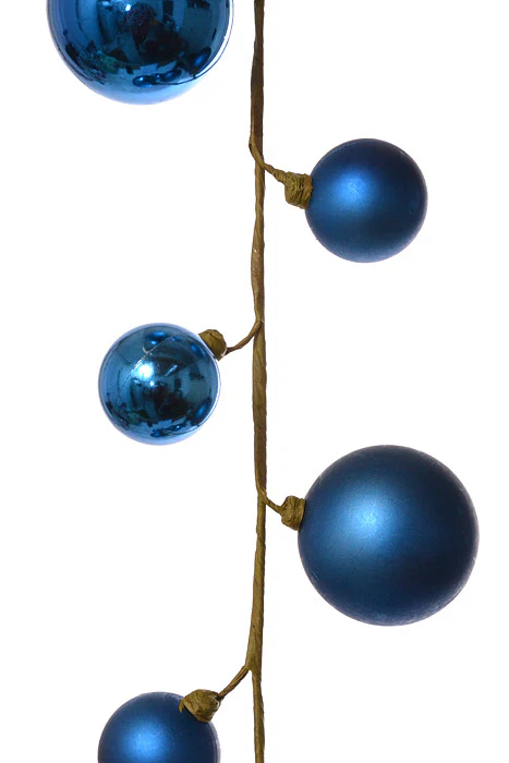 40" Mixed Plastic Ball Ornament Garland Dark Blue - Image 2