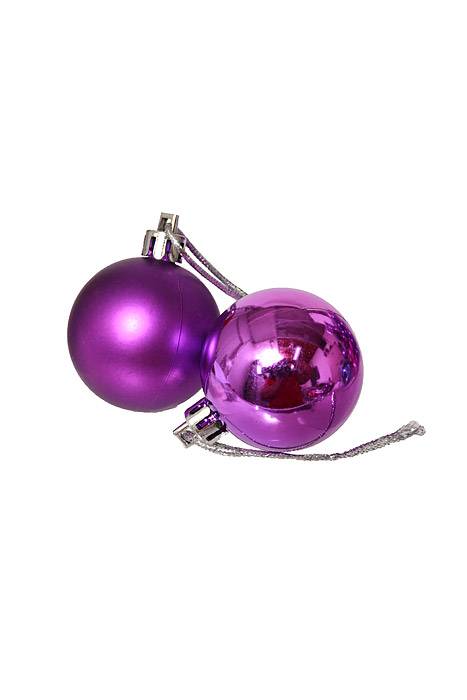 40mm Shiny & Matte Plastic Ball Ornament Purple Pkg/12 - Image 2